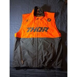 Thor Motocross Symmetry Full Zip Vest  Mens XL Black Orange Sleeveless